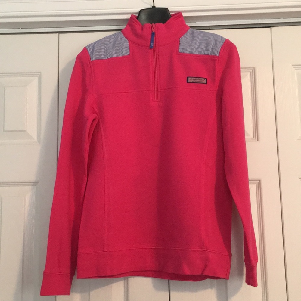 Vineyard Vines quarter zip, pink, size small